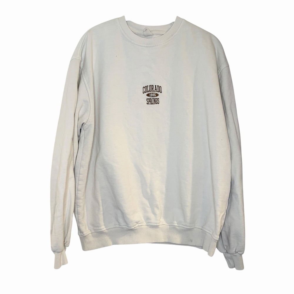 Urban Outfitters Colorado Springs Embroidered Crewneck‎ Sweatshirt Beige XS